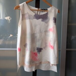 Flowy Spring Sleeveless Watercolor Top - Large